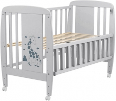 Дитяче ліжко Babyroom Giraffe відкидний бік, колеса DJO-01 бук gray